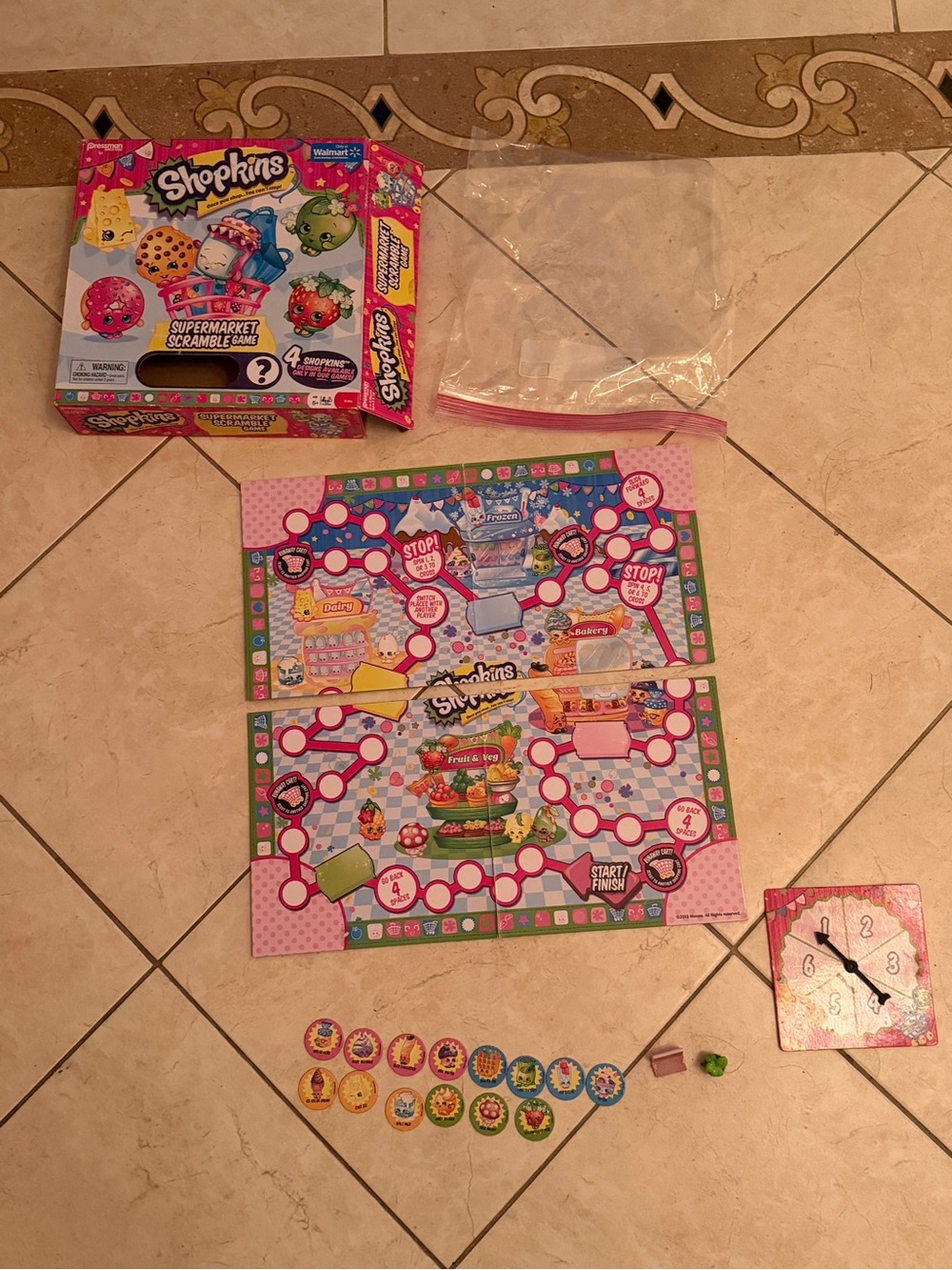 Shopkins Pink & Green Supermarket Scramble Game Board